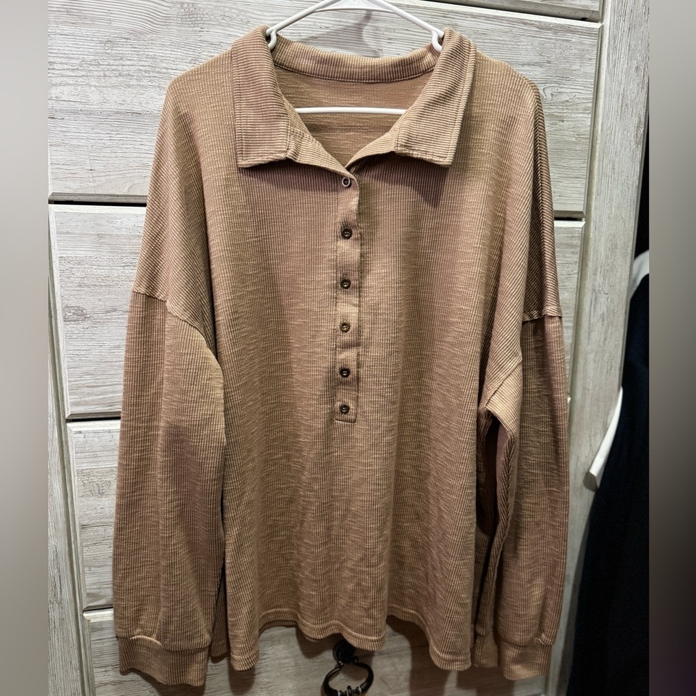 Brown Button-Up Collared Shirt